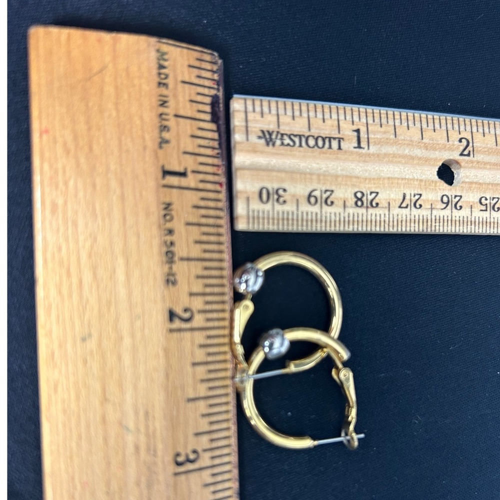 Gold Tone Hoop Earrings with Silver Accent Fashion Jewelry